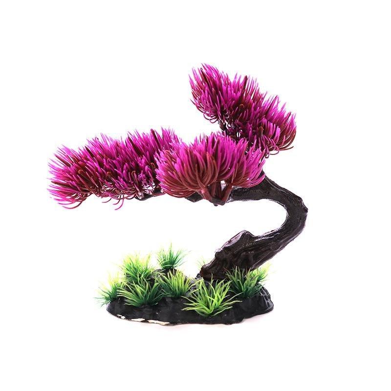 real bonsai tree for aquarium Artificial Fish Tank Aquarium Plastic Medium Bonsai Pink Tree Plant