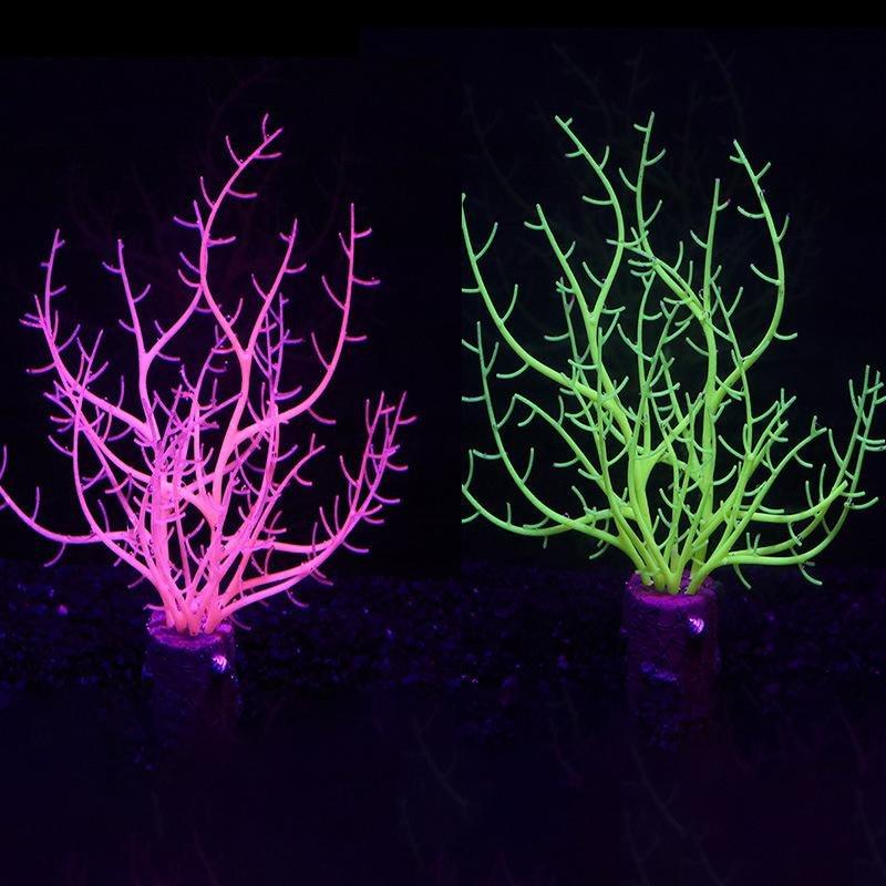4-Pack Glow-in-the-Dark Silicone Fish Tank Decorations - Safe, Soft Coral For Aquariums