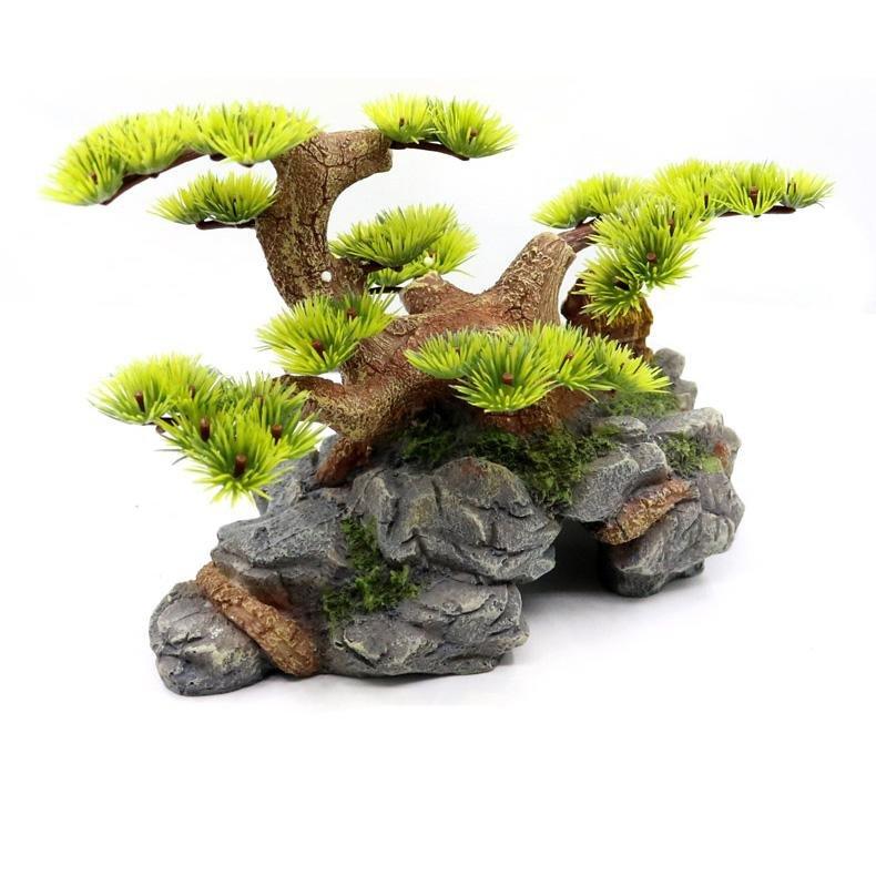 aquarium bonsai tree decorations Large Asian Style Bonsai Tree Resin Rock Formation