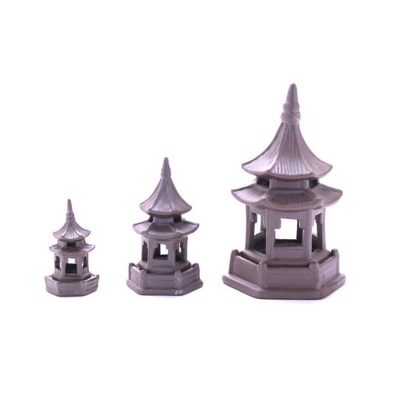 Small Asian Pagoda Zen Style Decor Aquarium Fish Tank Ornament Castle