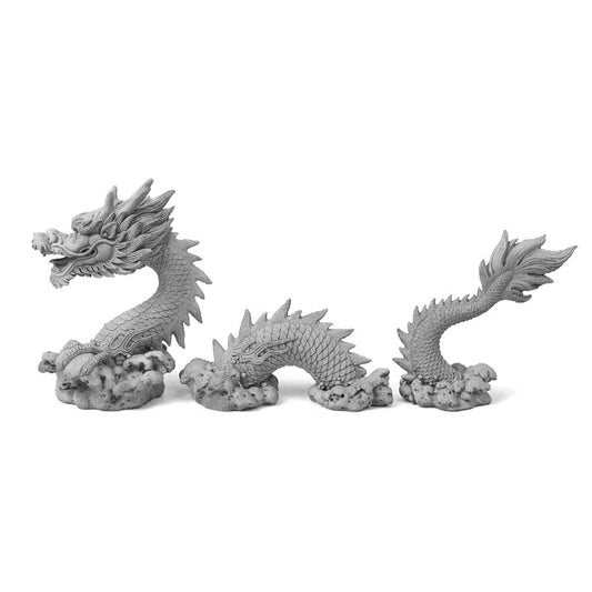 Stone Chinese Dragon Ornament – 3‑Piece Fish Tank Decoration Set
