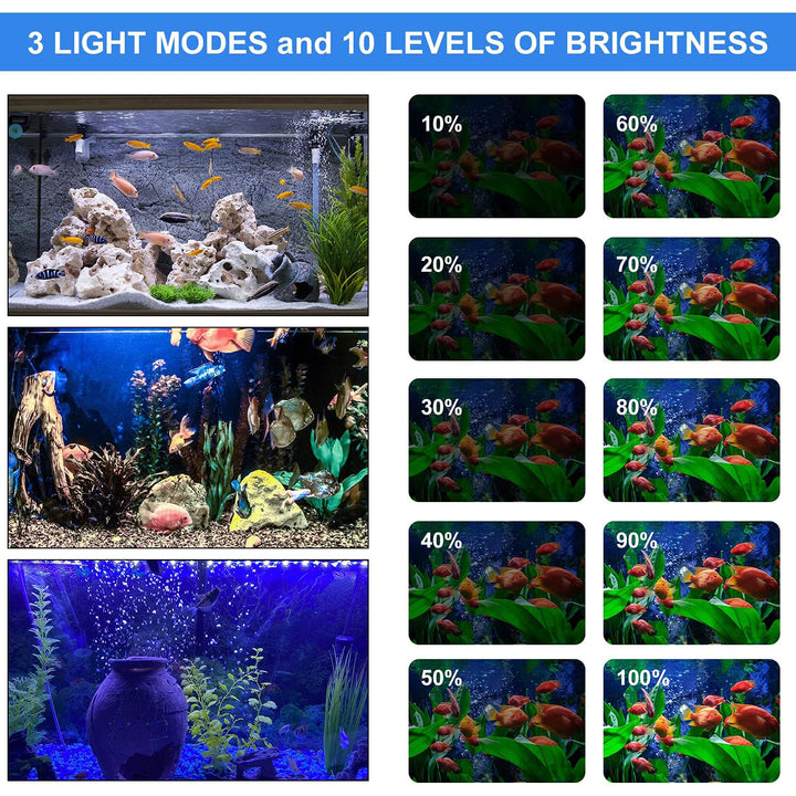 Submersible full-spectrum RGB LED aquarium light with remote and timer for 18 – 112 cm fish tanks