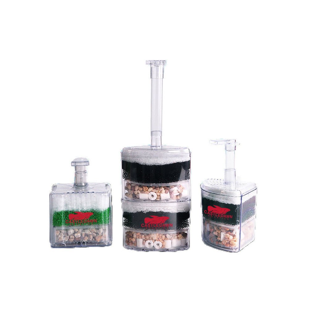 Air Driven Corner Multi-layer Sponge Filter with Media - Castle Dawn Aquatics