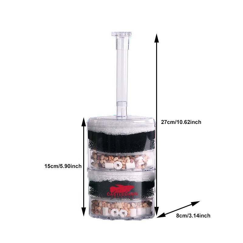 Air Driven Corner Multi-layer Sponge Filter with Media - Castle Dawn Aquatics