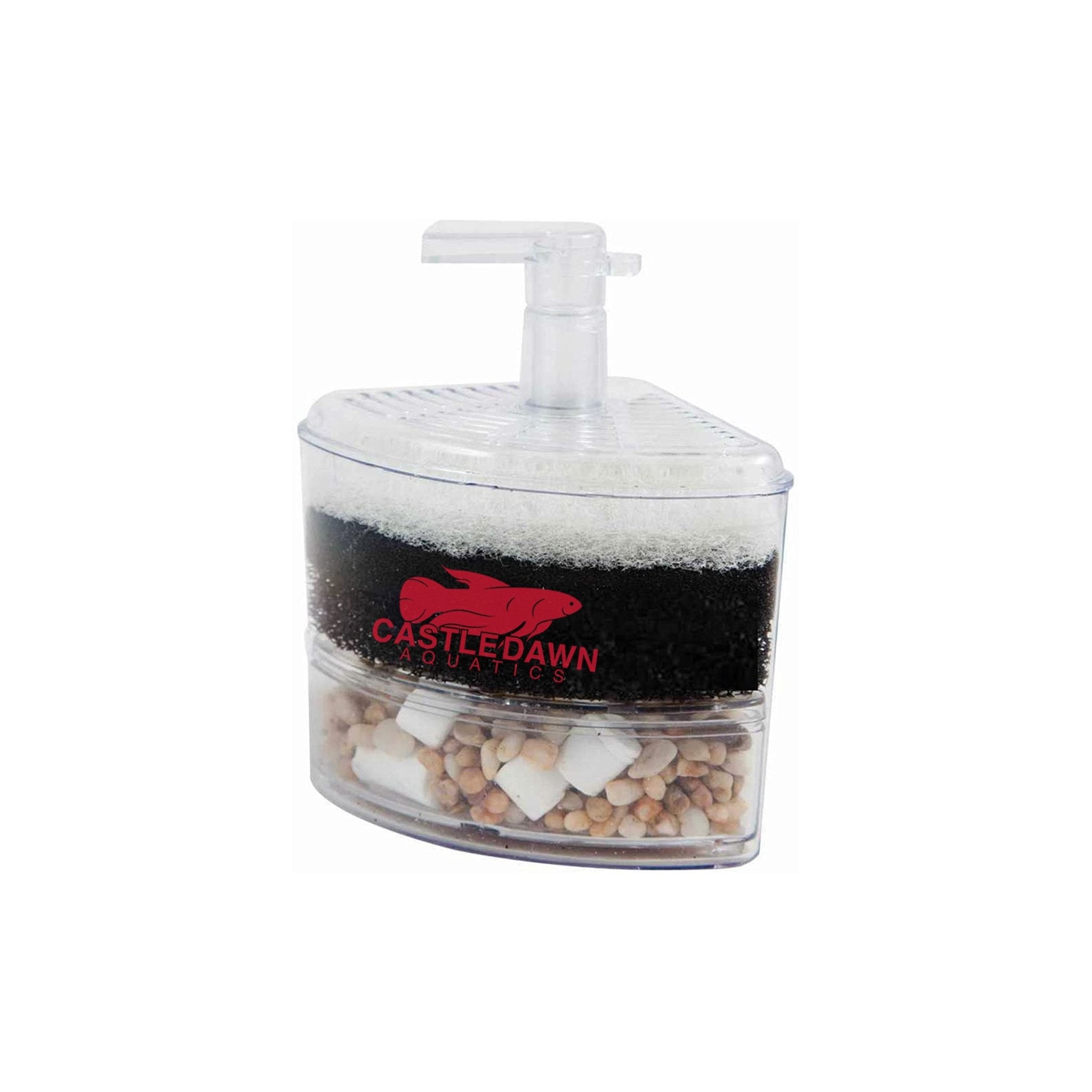 Air Driven Corner Multi-layer Sponge Filter with Media - Castle Dawn Aquatics