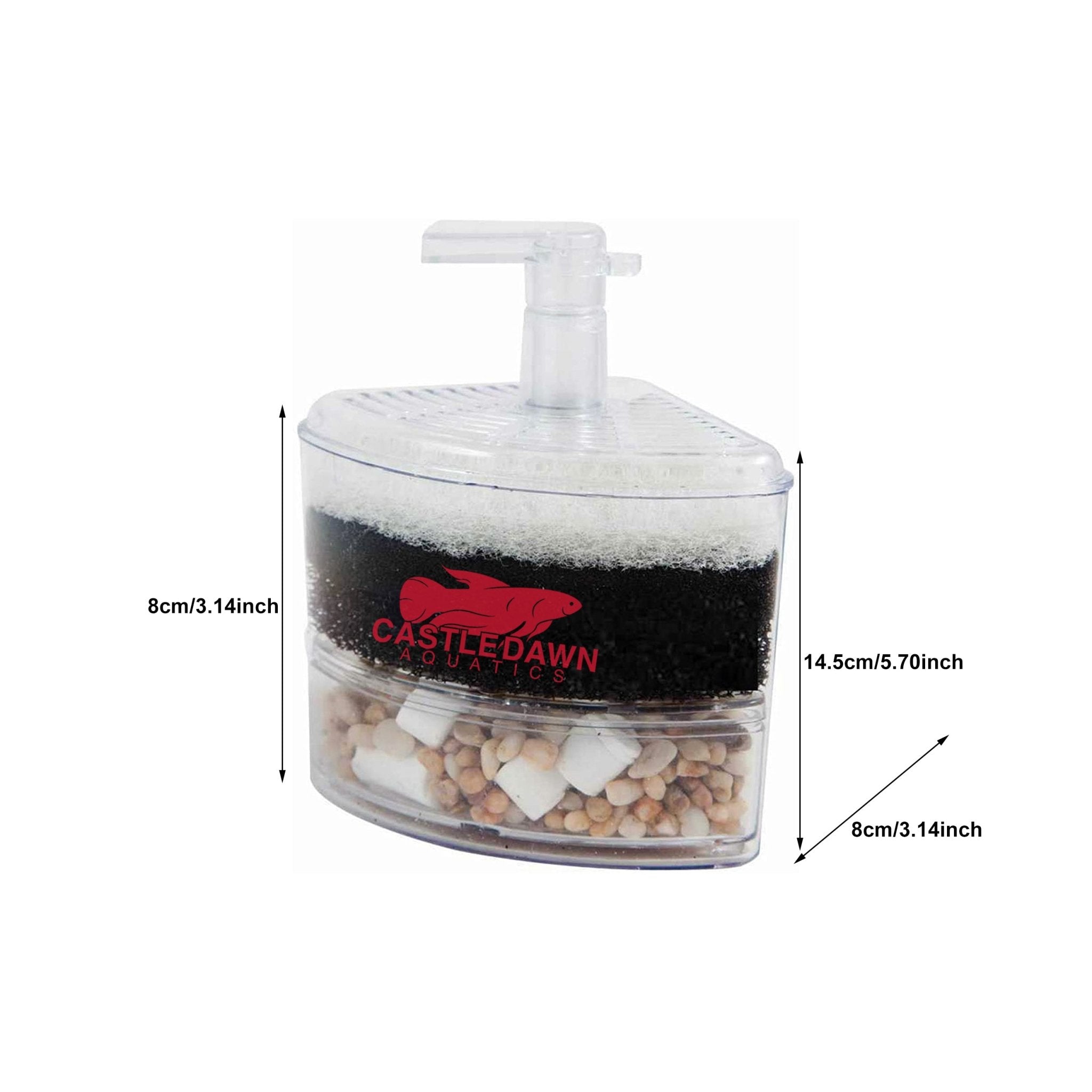 Air Driven Corner Multi-layer Sponge Filter with Media - Castle Dawn Aquatics