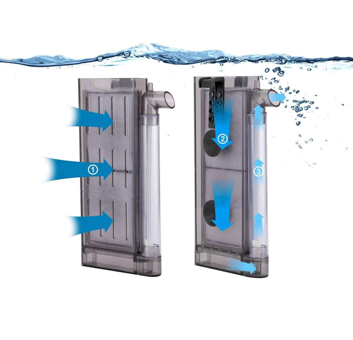 Air Driven Ultra Thin Aquarium Filter up to 10 Gallon With 3 Replacement Cartridges - Castle Dawn Aquatics