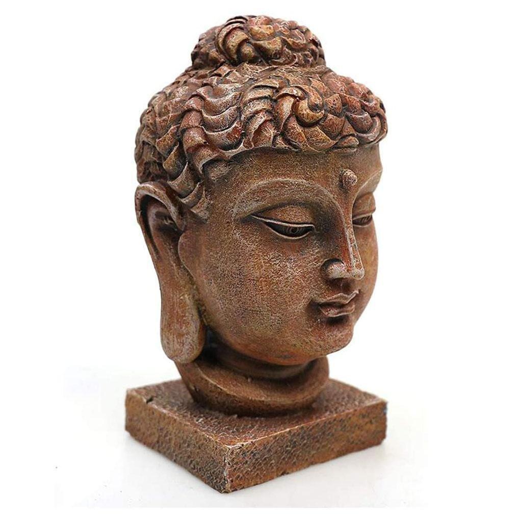 Ancient Buddha Head Bust Statue Zen Ornament - Castle Dawn AquaticsAquarium Decor
