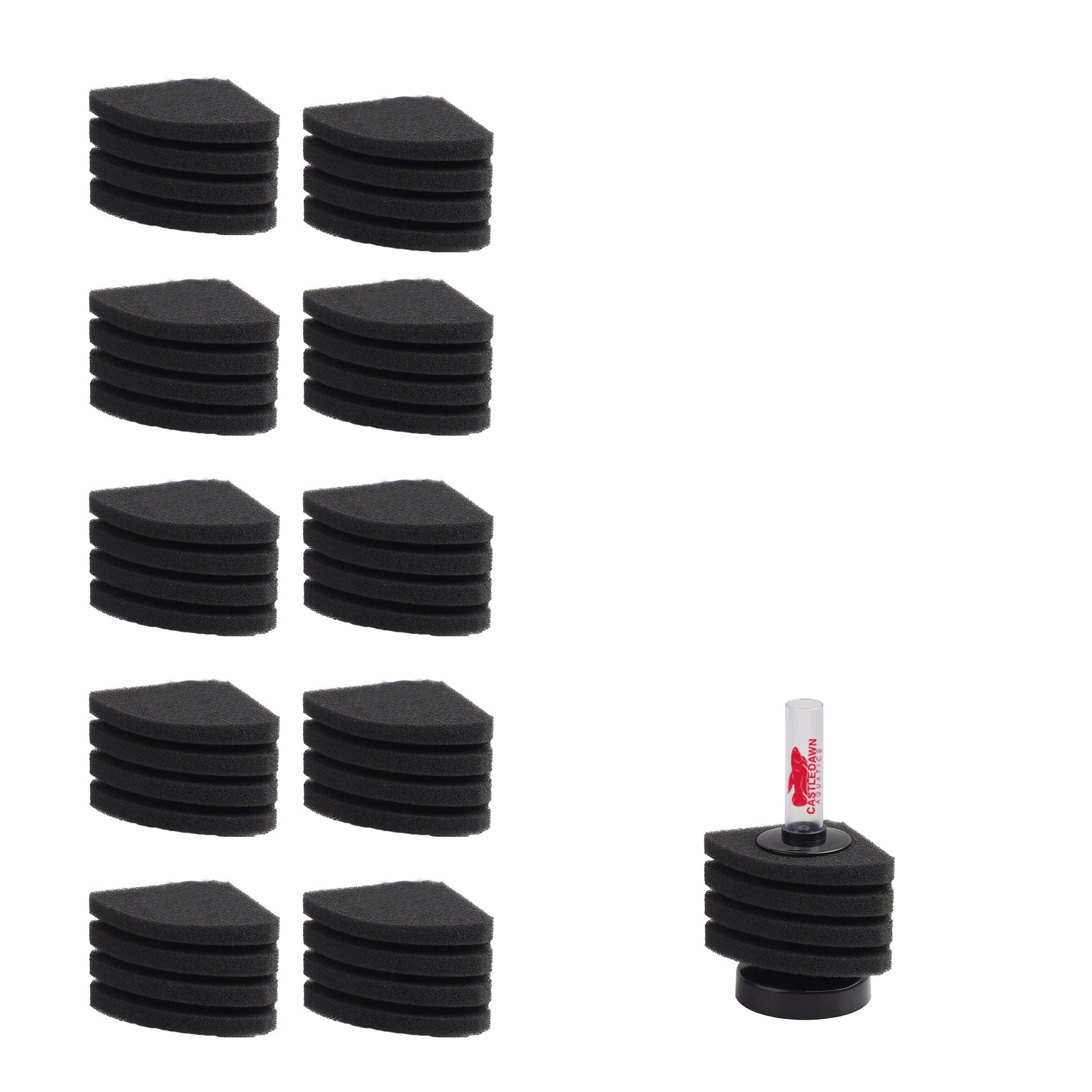Aquarium Corner Bio Sponge Filter Replacement Sponges XY-2890 Pack of 10 - Castle Dawn Aquatics