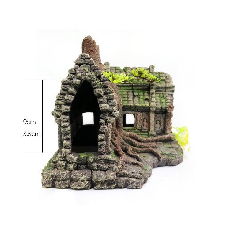 Aquarium Tree House Decoration Large Buddha Ta Prohm Temple
