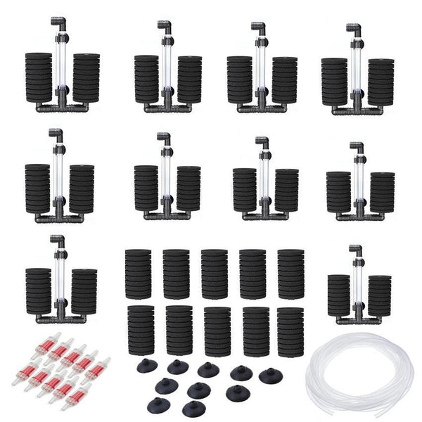 Double Barrel Bio Sponge Filter For Up To 50 Gallons Breeder Set - Castle Dawn AquaticsAquarium Fish Tank Filter And Pumps