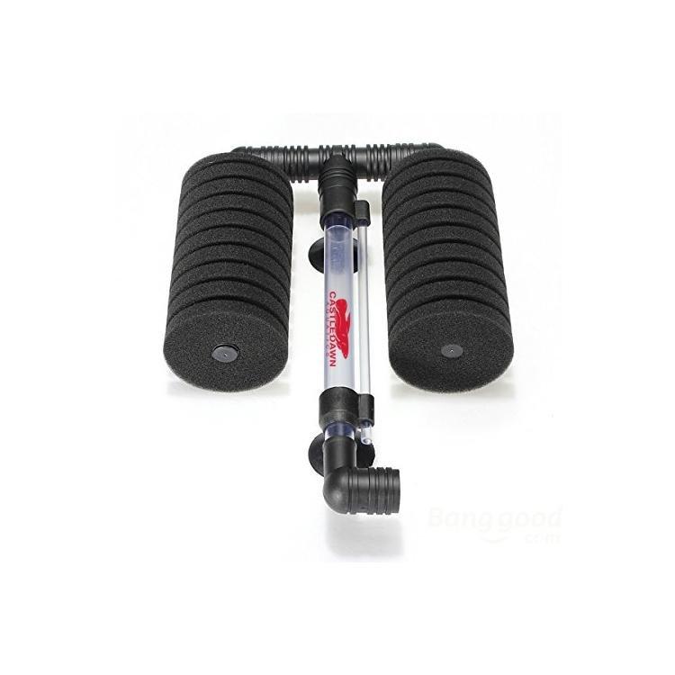 Double Barrel Black Layered Bio Sponge Filter For Up To 50 Gallons - Castle Dawn AquaticsAquarium Fish Tank Filter And Pumps