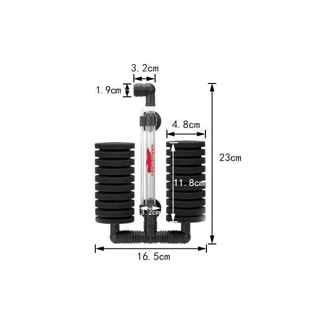 Double Barrel Black Layered Bio Sponge Filter For Up To 50 Gallons - Castle Dawn AquaticsAquarium Fish Tank Filter And Pumps