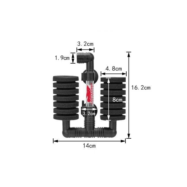 Double Barrel Black Layered Bio Sponge Filter For Up To 50 Gallons - Castle Dawn AquaticsAquarium Fish Tank Filter And Pumps