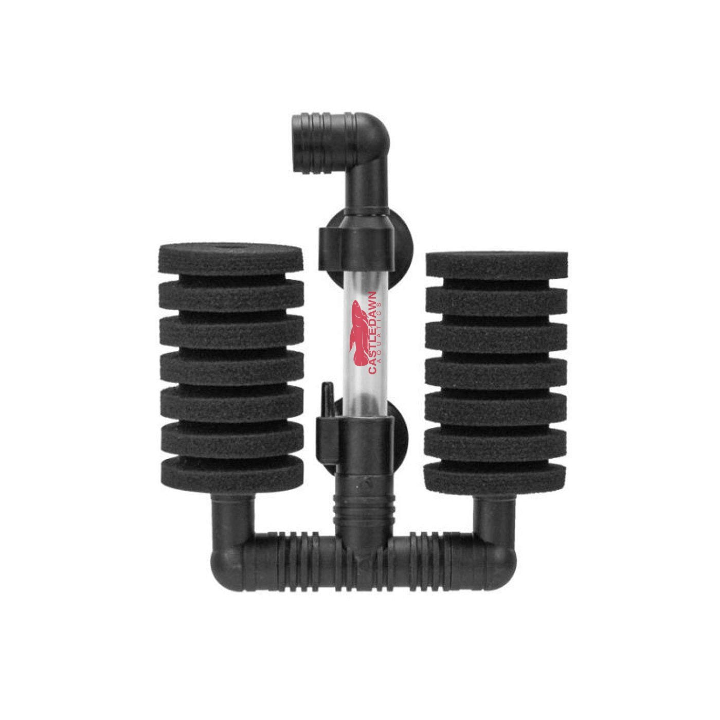 Double Barrel Black Layered Bio Sponge Filter For Up To 50 Gallons - Castle Dawn AquaticsAquarium Fish Tank Filter And Pumps