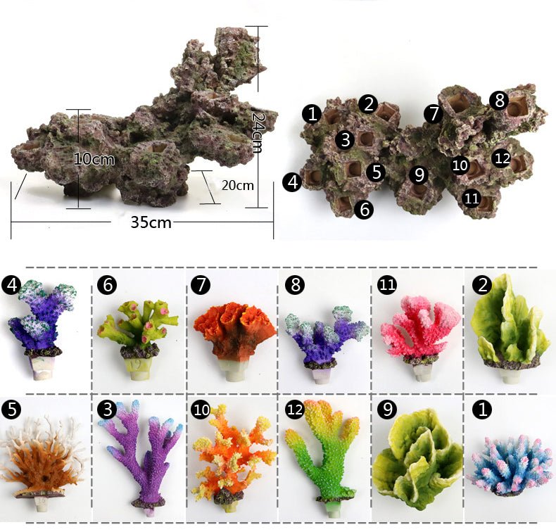 Eco-friendly Aquarium Artificial Extra Large Coral Reef Decoration Full Set of 3 - Castle Dawn Aquatics