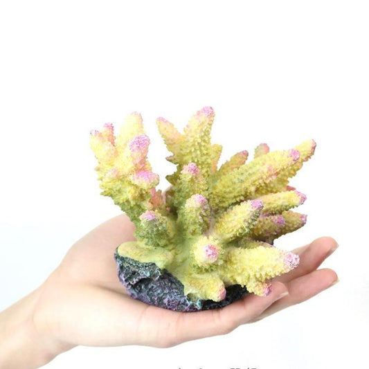 Eco-friendly Artificial Medium Yellow and Pink Coral Reef Decoration - Castle Dawn AquaticsAquarium Decor