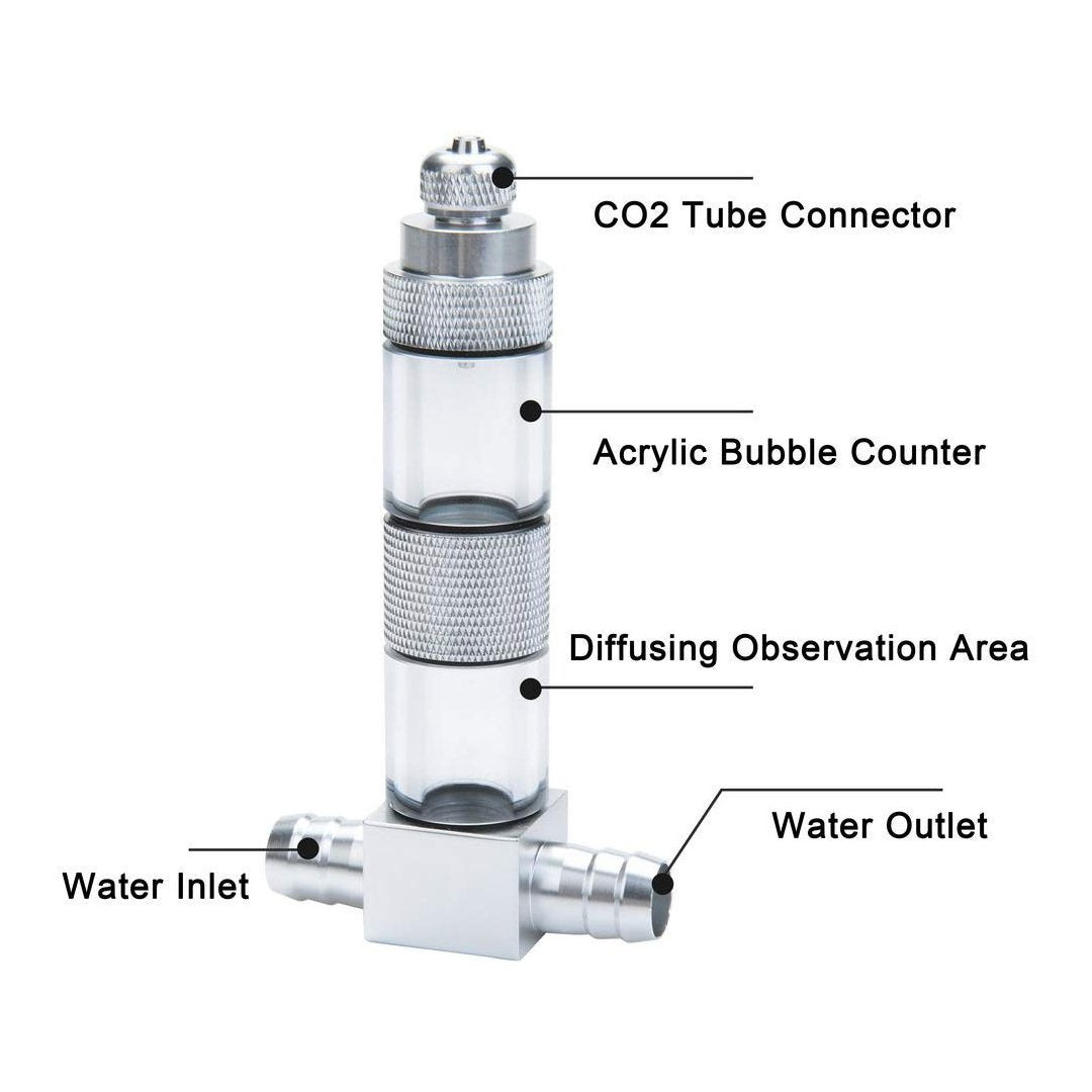 External Co2 Diffuser Aluminium Alloy Atomizer Diffuser with Bubble Counter - Castle Dawn AquaticsAquatic Aquarium Plant Care CO2 equipment