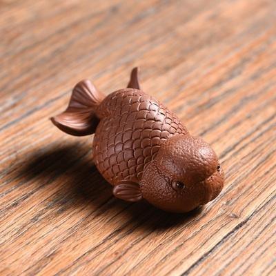 Handcrafted Ceramic Red Clay Tea Pet Goldfish Ornament - Castle Dawn AquaticsHome Decor