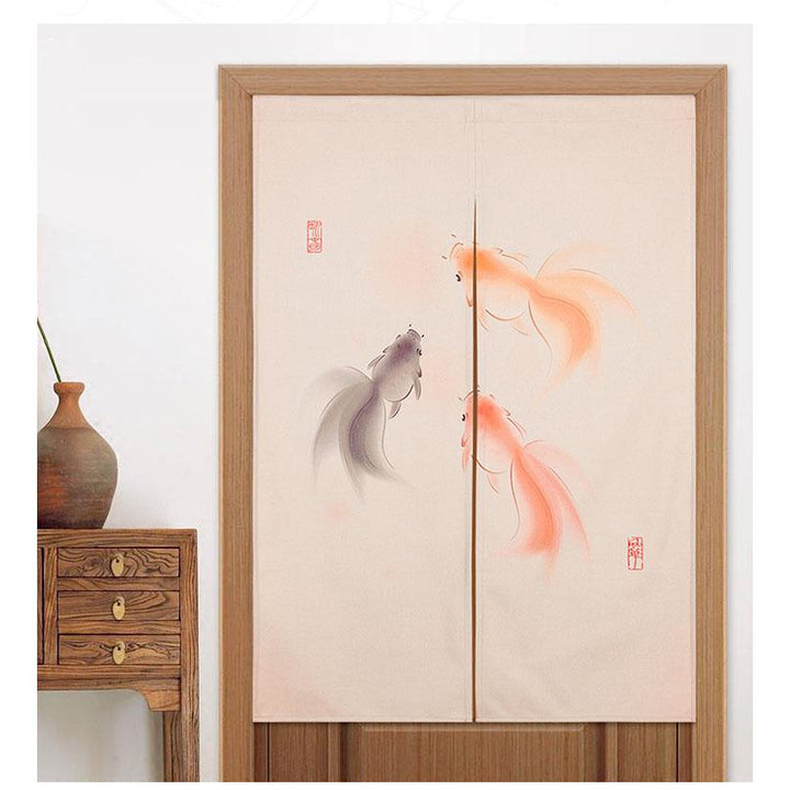 Japanese Noren Linen Fancy Goldfish Feng Shui Print Fabric Curtain Doors - Castle Dawn AquaticsHome Decor