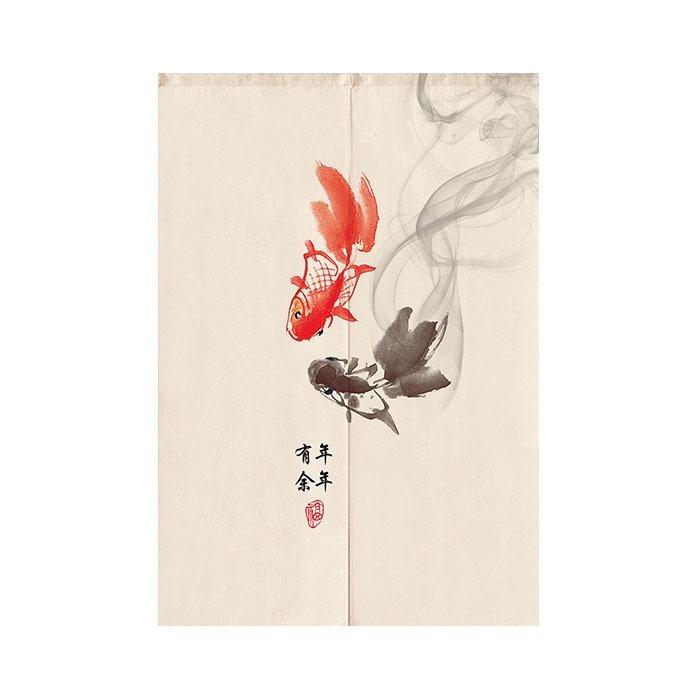 Japanese Noren Linen Fantail Goldfish Ink Painting Feng Shui Print Fabric Curtain Doors - Castle Dawn AquaticsHome Decor