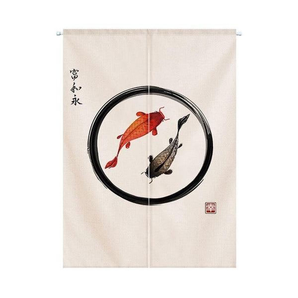 Japanese Noren Linen Koi Feng Shui Print Fabric Curtain Doors - Castle Dawn AquaticsHome Decor