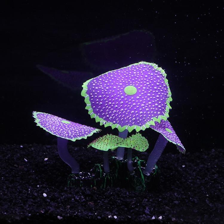 Large Artificial Coral Mushroom Polyp Glowing Plant Decoration - Castle Dawn AquaticsArtificial Plants