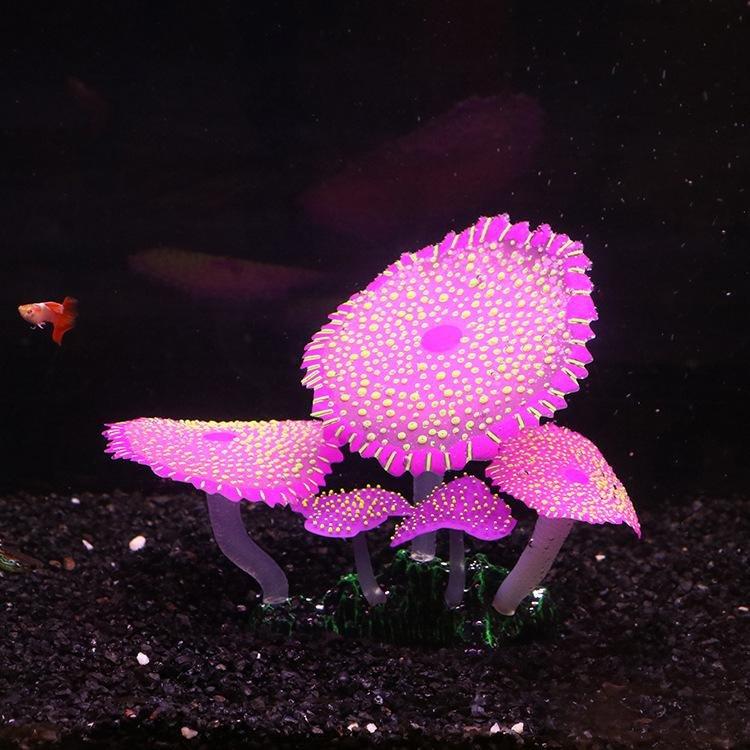 Large Artificial Coral Mushroom Polyp Glowing Plant Decoration - Castle Dawn AquaticsArtificial Plants