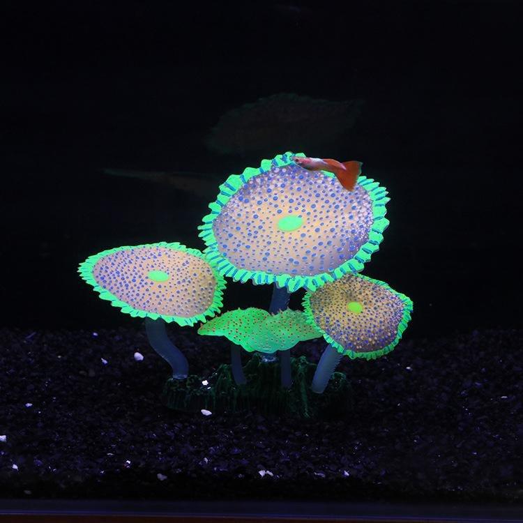 Large Artificial Coral Mushroom Polyp Glowing Plant Decoration - Castle Dawn AquaticsArtificial Plants