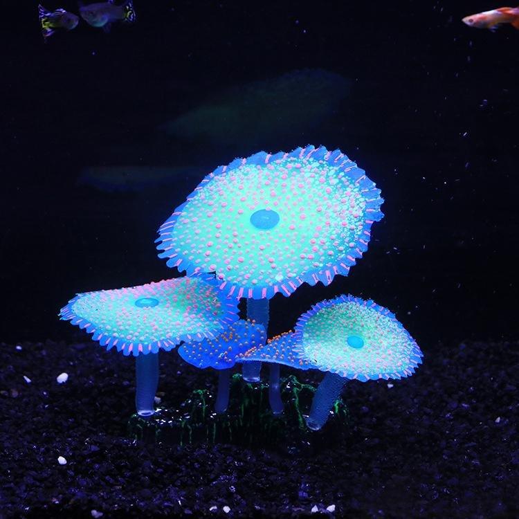 Large Artificial Coral Mushroom Polyp Glowing Plant Decoration - Castle Dawn AquaticsArtificial Plants