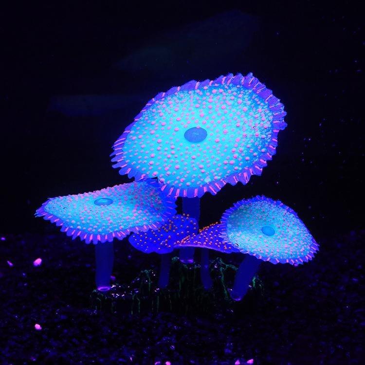 Large Artificial Coral Mushroom Polyp Glowing Plant Decoration - Castle Dawn AquaticsArtificial Plants