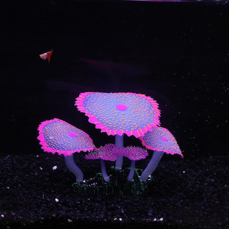 Large Artificial Coral Mushroom Polyp Glowing Plant Decoration - Castle Dawn AquaticsArtificial Plants