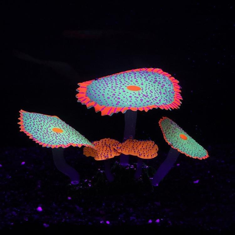 Large Artificial Coral Mushroom Polyp Glowing Plant Decoration - Castle Dawn AquaticsArtificial Plants