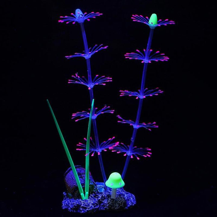 seaweed succulent Artificial Glowing Coral Seaweed Plant Ornament Fish Tank Aquarium Purple