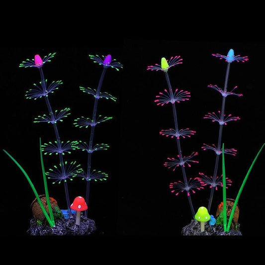 Large Artificial Glowing Coral Seaweed Plant - Castle Dawn AquaticsArtificial Aquarium Plastic Fish Tank Plants