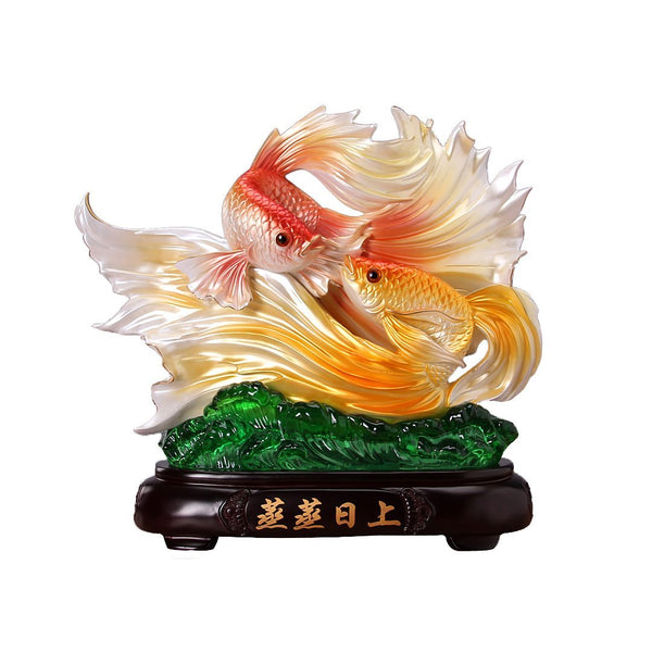 Large Betta Fighter Fish Resin Hand Painted Ornament For Home And Office - Castle Dawn AquaticsHome Decor