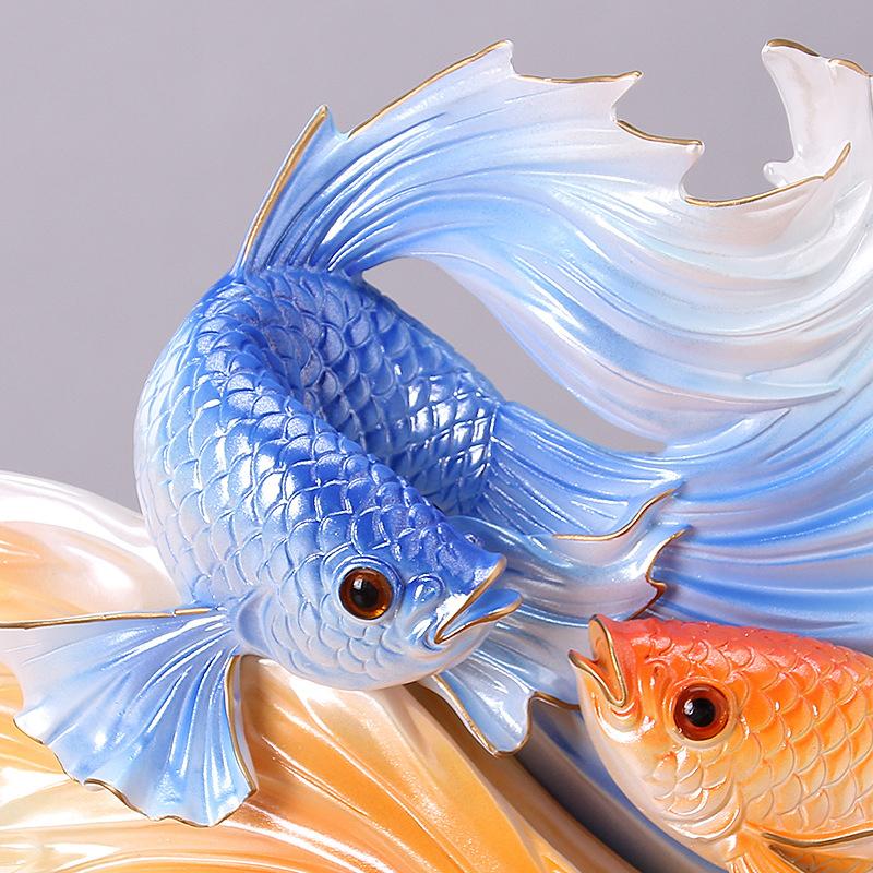 Large Betta Fighter Fish Resin Hand Painted Ornament For Home And Office - Castle Dawn AquaticsHome Decor