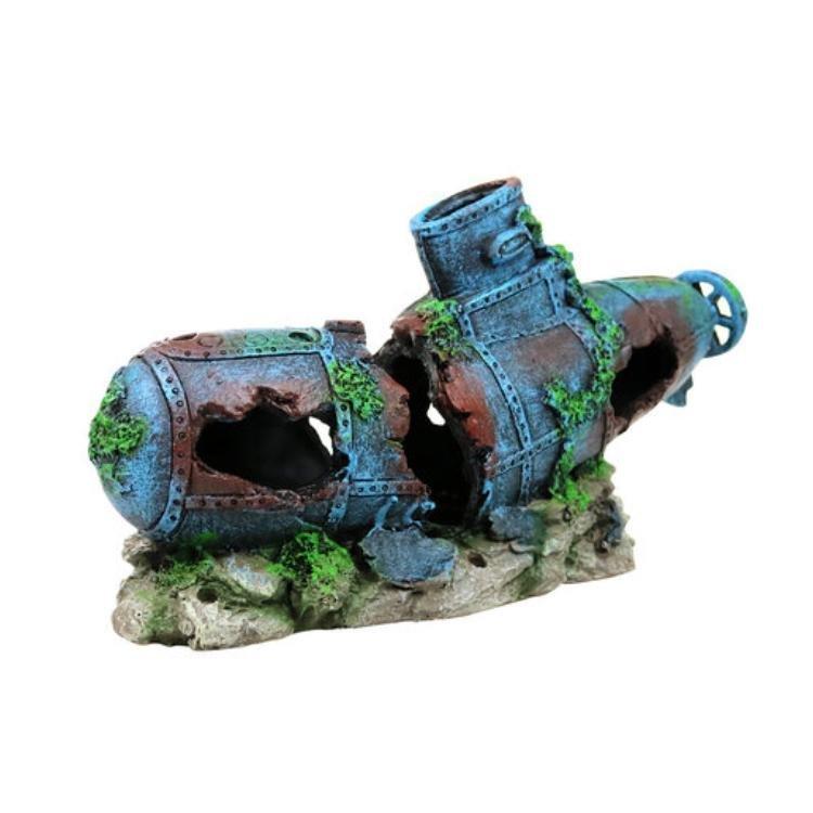Large Sunken Submarine Wreckage Aquarium Decoration Fish Tank Ornament