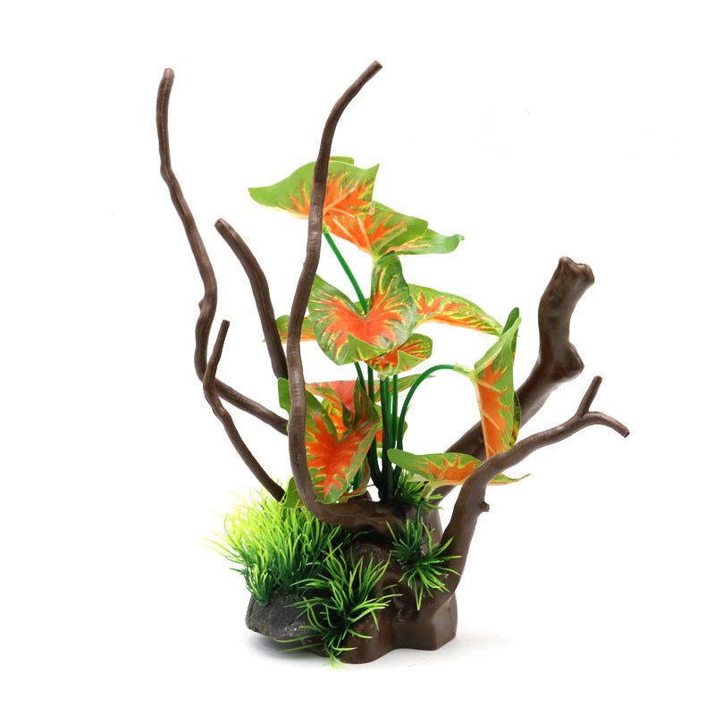 Medium Artificial Spider Wood & Caladium Ornament - Castle Dawn Aquatics