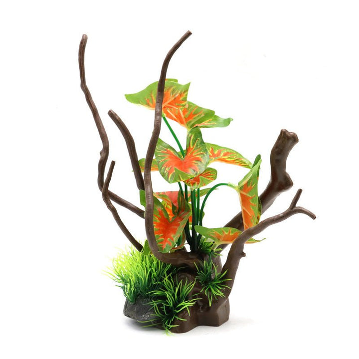 Medium Artificial Spider Wood & Caladium Ornament - Castle Dawn Aquatics