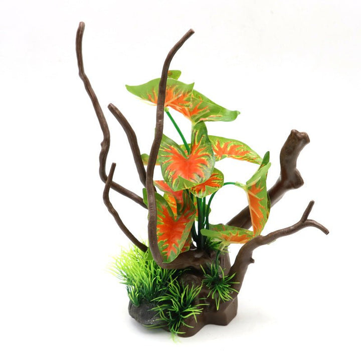 Medium Artificial Spider Wood & Caladium Ornament - Castle Dawn Aquatics