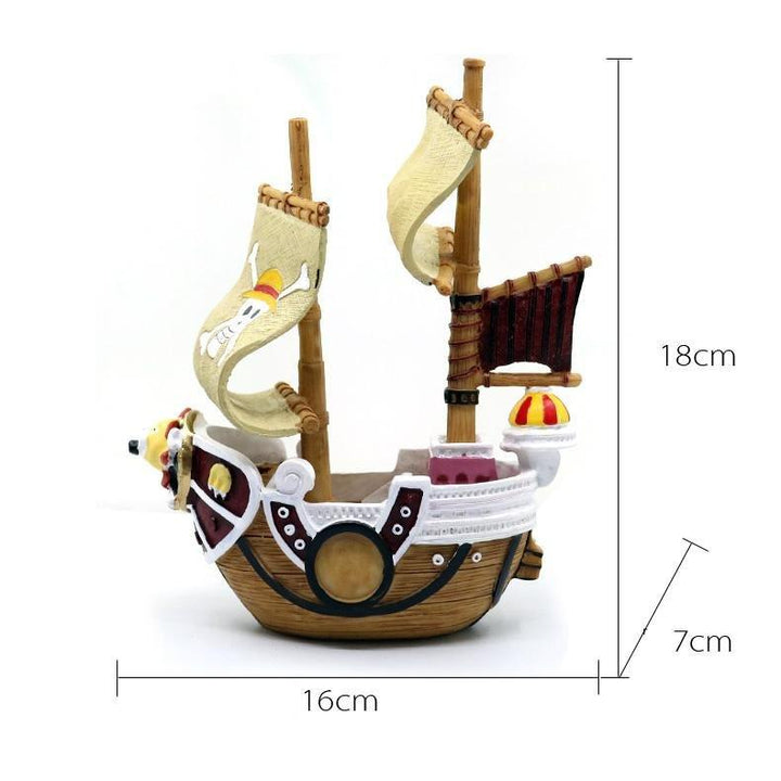 One Piece Anime Pirate Sailing Merry Go Ship Aquarium Decoration - Castle Dawn AquaticsAquarium Decor