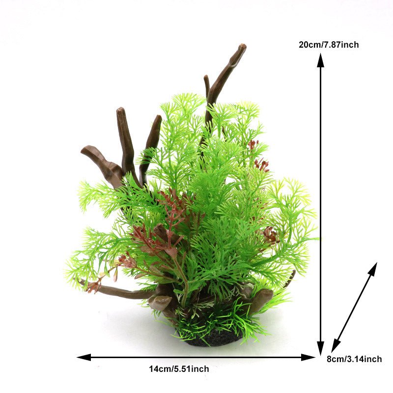 Realistic Artificial Spiderwood With Mixed Plants - Castle Dawn Aquatics