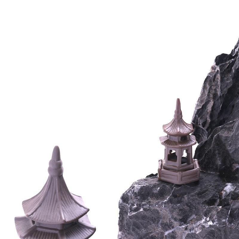 Set of Asian Pagoda Zen Style Ceramic Ornaments - Castle Dawn AquaticsAquarium Decor