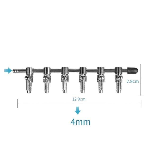 Stainless Steel Aquarium Air Flow Splitter 4mm Lever Control Valve - Castle Dawn AquaticsAquarium Fish Tank Air Pump Accessories