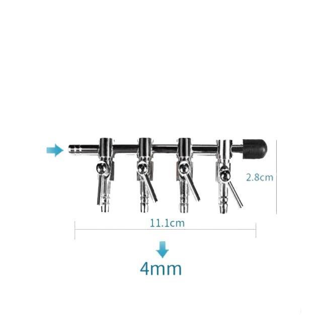 Stainless Steel Aquarium Air Flow Splitter 4mm Lever Control Valve - Castle Dawn AquaticsAquarium Fish Tank Air Pump Accessories