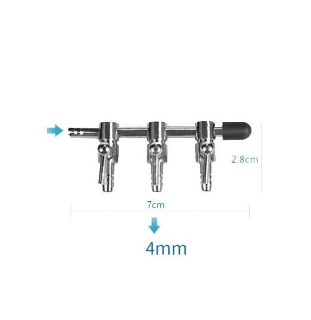 Stainless Steel Aquarium Air Flow Splitter 4mm Lever Control Valve - Castle Dawn AquaticsAquarium Fish Tank Air Pump Accessories