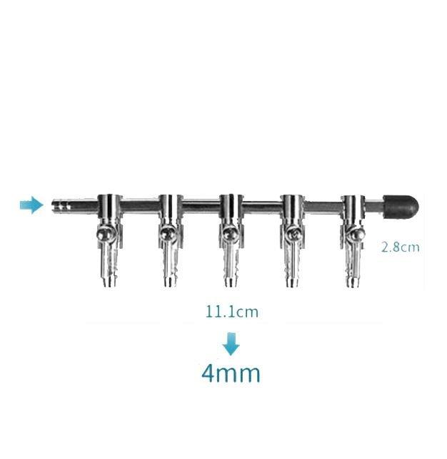 Stainless Steel Aquarium Air Flow Splitter 4mm Lever Control Valve - Castle Dawn AquaticsAquarium Fish Tank Air Pump Accessories