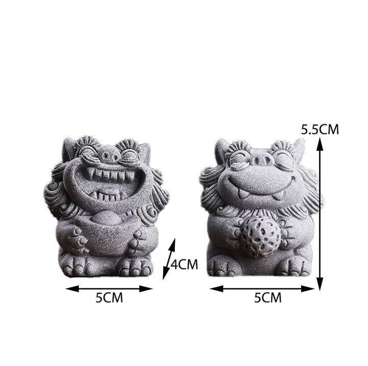 Stone Happy Go Lucky Fu Dog Pair - Castle Dawn Aquatics