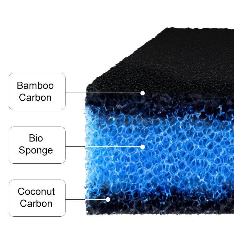 Triple Layered Coconut and Bamboo Carbon Aquarium Biomechanical Filter Sponge - Castle Dawn AquaticsFilter Media